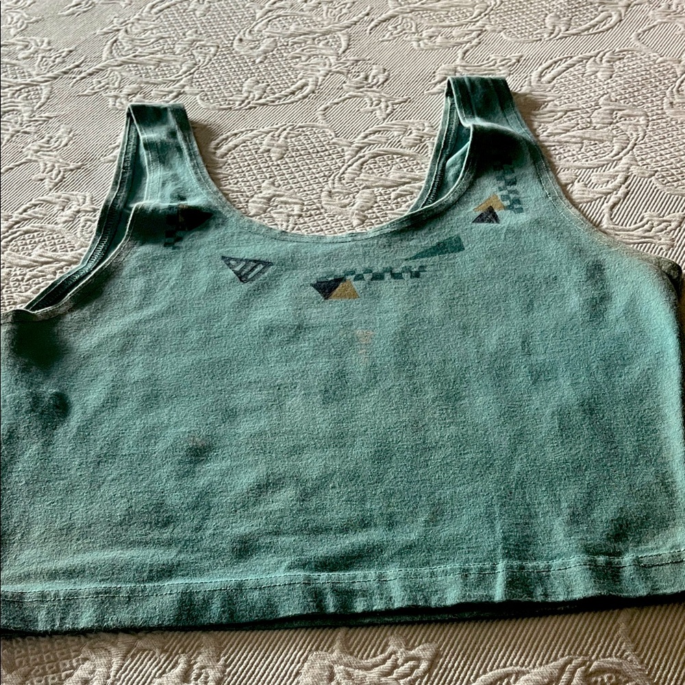 Trendy Teal Graphic Crop Top